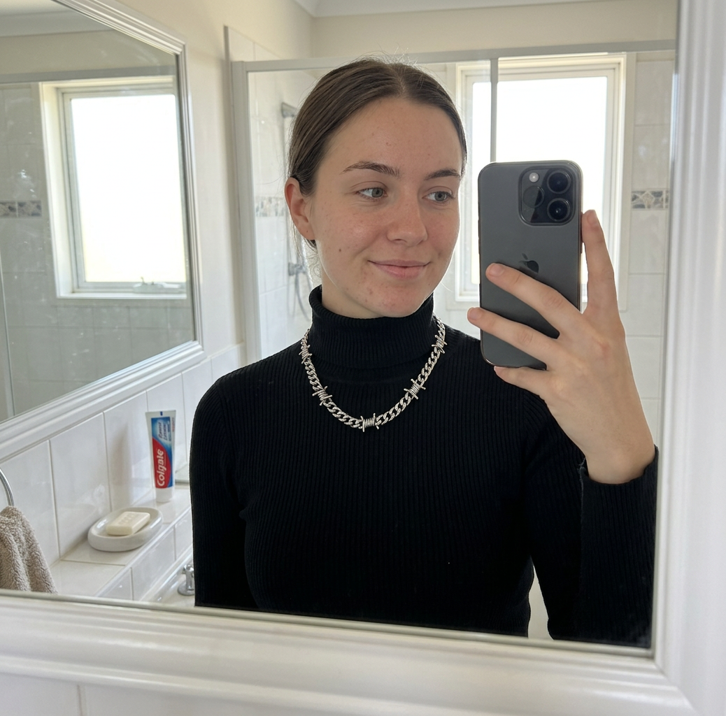 Customer wearing FNTSY jewelry